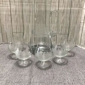 Vintage Tuscany Clipper Ship Crystal Decanter Set